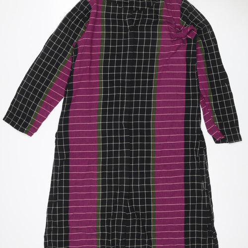 Khaadi Women Multicoloured UK 10 Shift Midi Check Cotton Dress