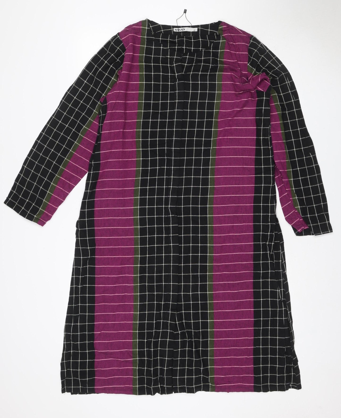 Khaadi Women Multicoloured UK 10 Shift Midi Check Cotton Dress