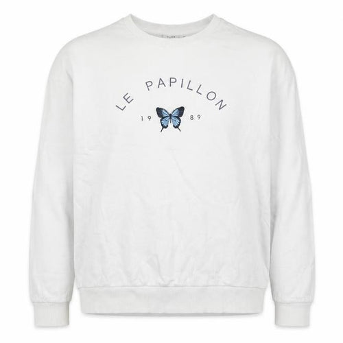 Topshop Women White UK 16 Pullover Sweatshirt Blue Butterfly Graphic