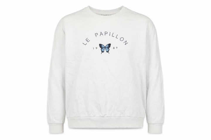 Topshop Women White UK 16 Pullover Sweatshirt Blue Butterfly Graphic
