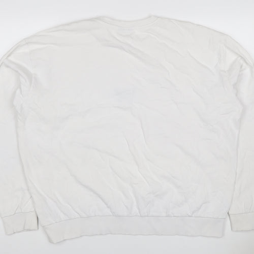 Topshop Women White UK 16 Pullover Sweatshirt Blue Butterfly Graphic