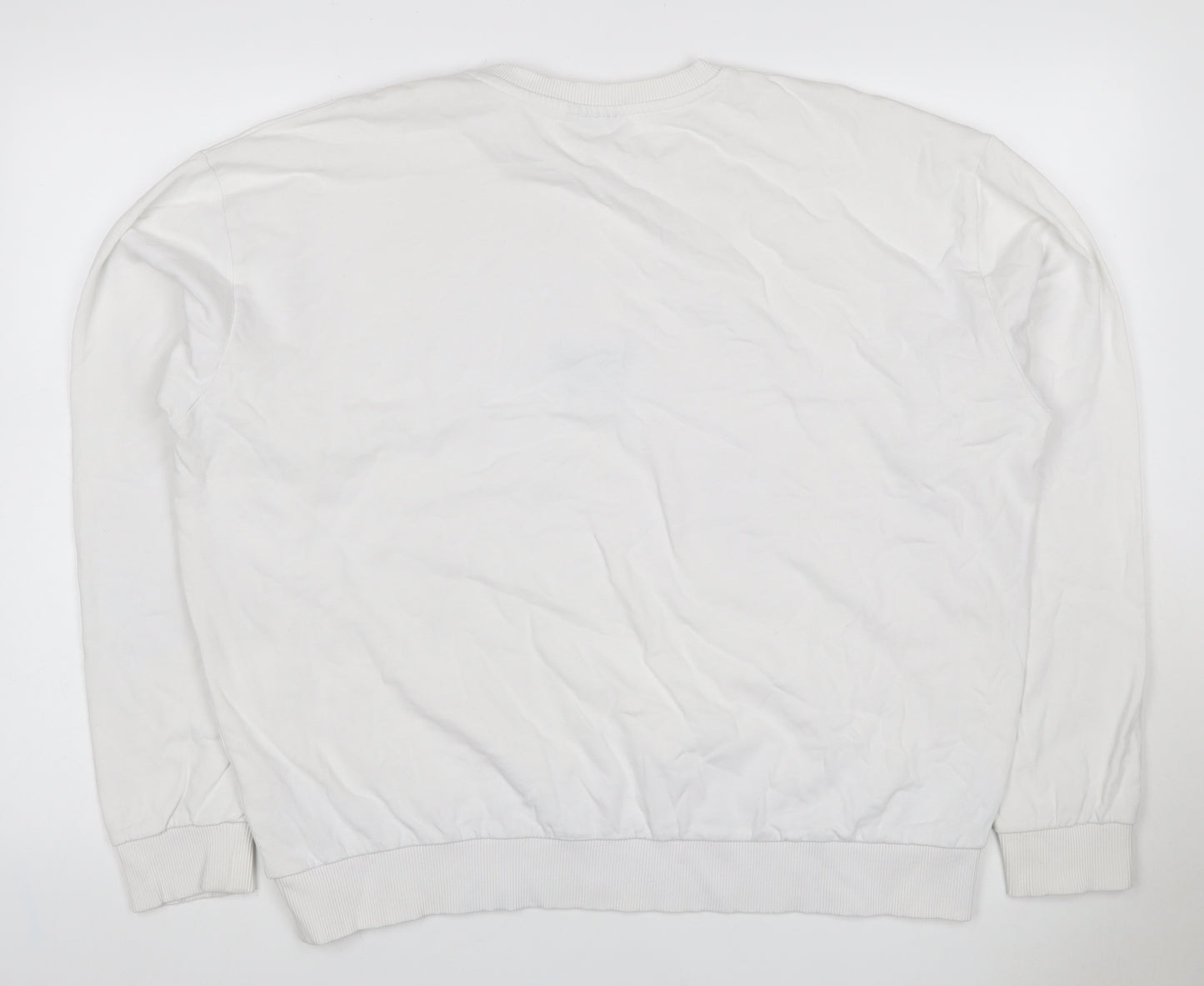 Topshop Women White UK 16 Pullover Sweatshirt Blue Butterfly Graphic