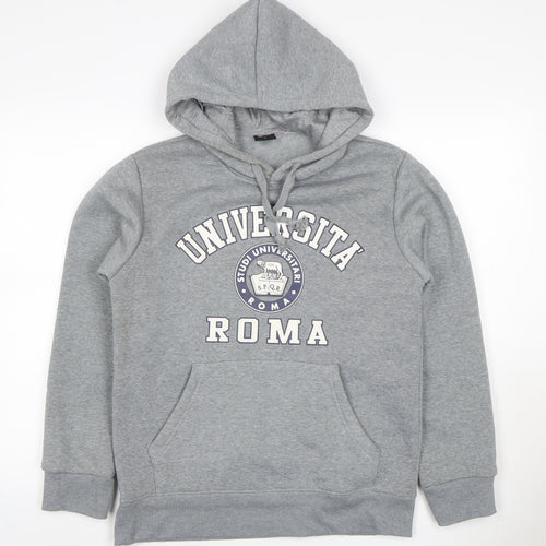S-HIP Women’s Grey L Pullover Hoodie University Roma Graphic