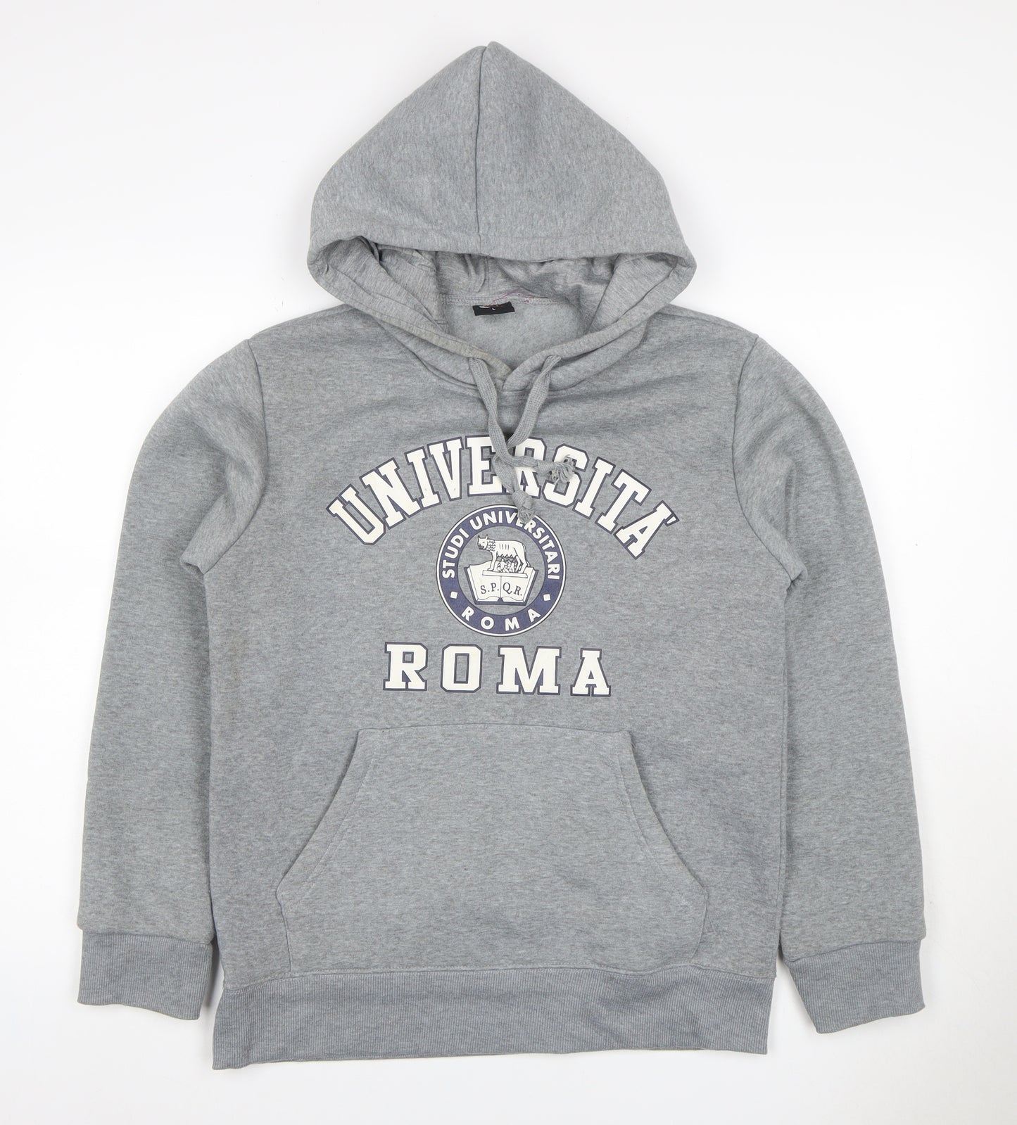 S-HIP Women’s Grey L Pullover Hoodie University Roma Graphic