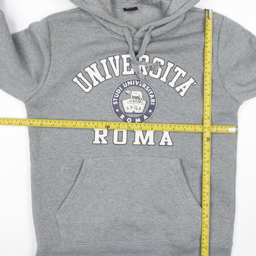 S-HIP Women’s Grey L Pullover Hoodie University Roma Graphic
