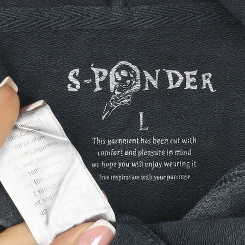 S-Ponder Women Grey L Halloween Graphic Pullover Hoodie