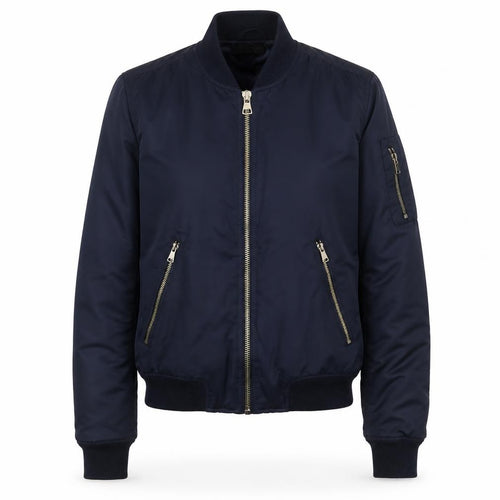 Topshop Women’s Navy UK 10 Bomber Jacket Full Zip Lined Pockets