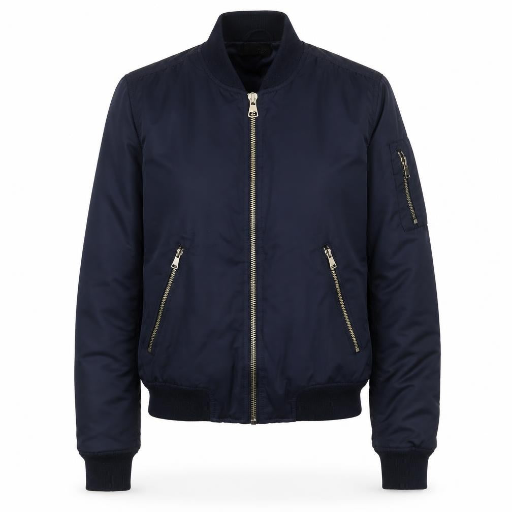 Topshop Women’s Navy UK 10 Bomber Jacket Full Zip Lined Pockets