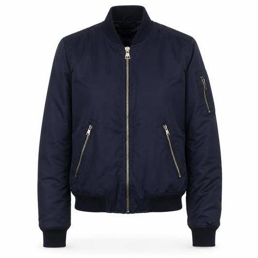 Topshop Women’s Navy UK 10 Bomber Jacket Full Zip Lined Pockets