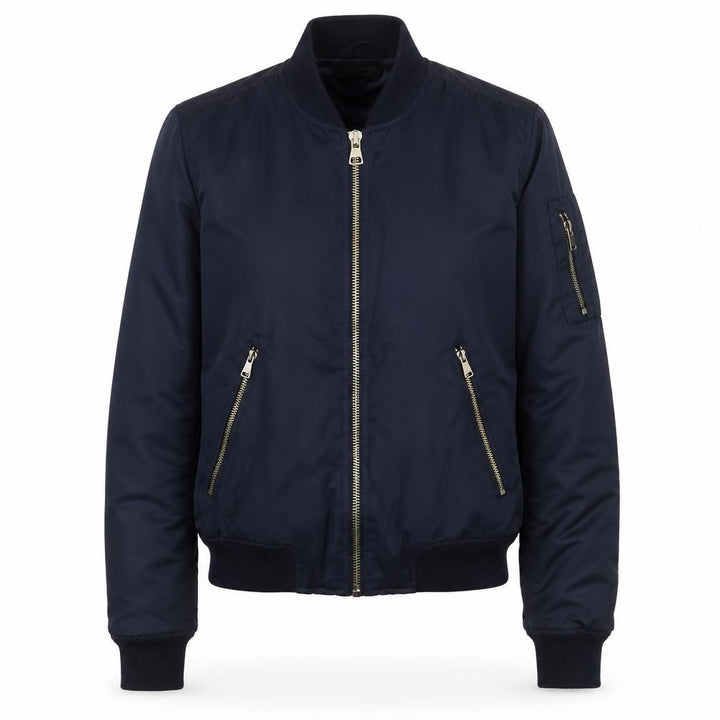 Topshop Women’s Navy UK 10 Bomber Jacket Full Zip Lined Pockets