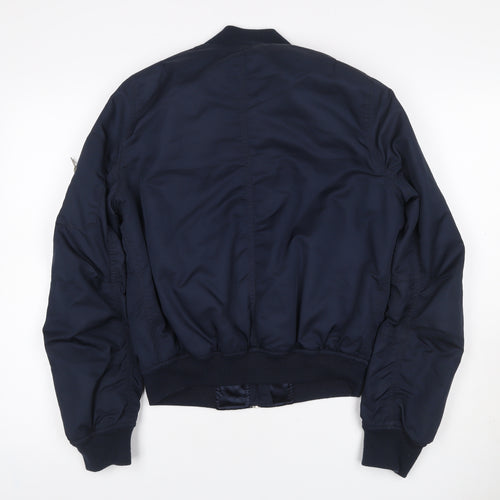 Topshop Women’s Navy UK 10 Bomber Jacket Full Zip Lined Pockets