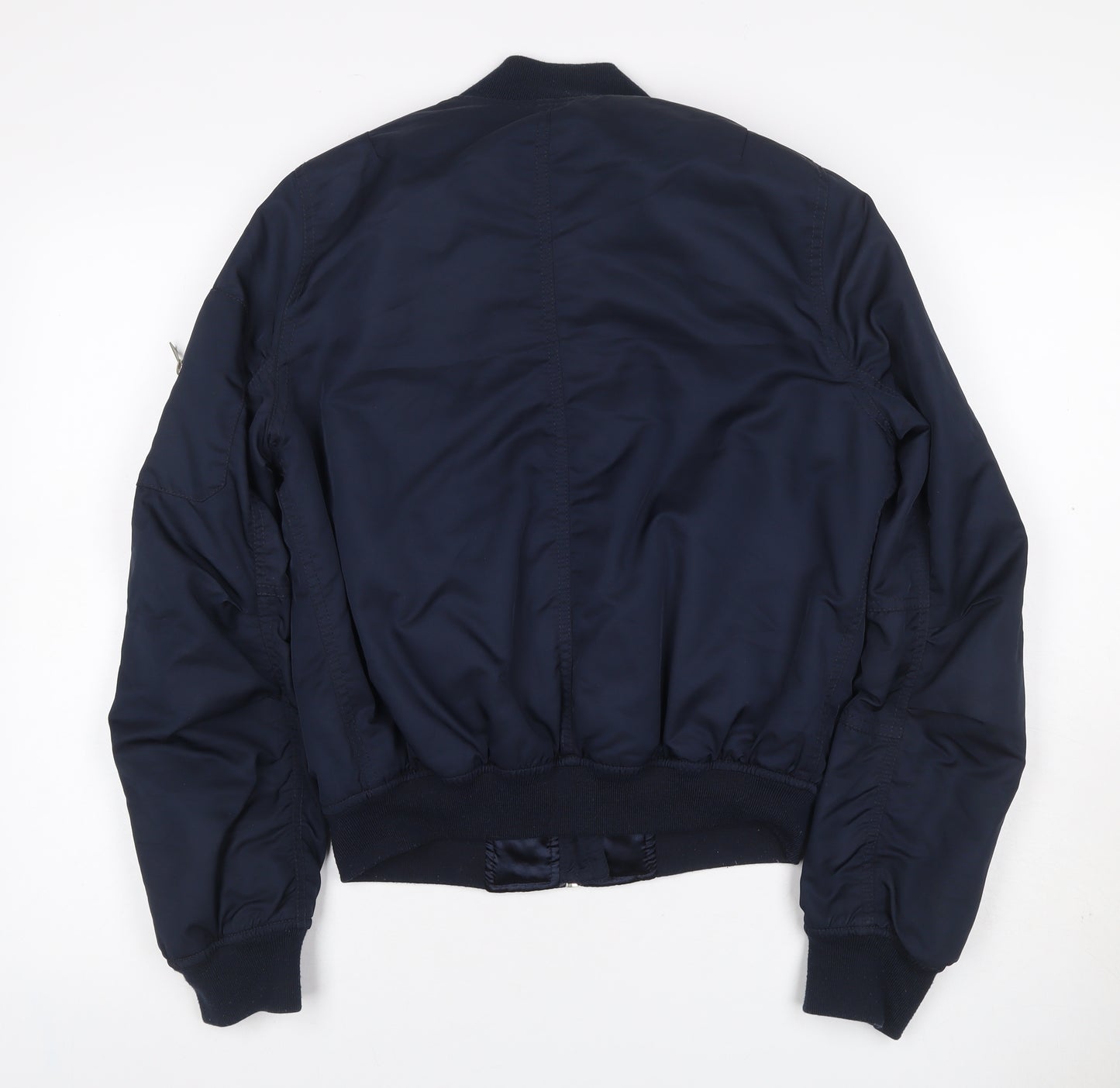 Topshop Women’s Navy UK 10 Bomber Jacket Full Zip Lined Pockets