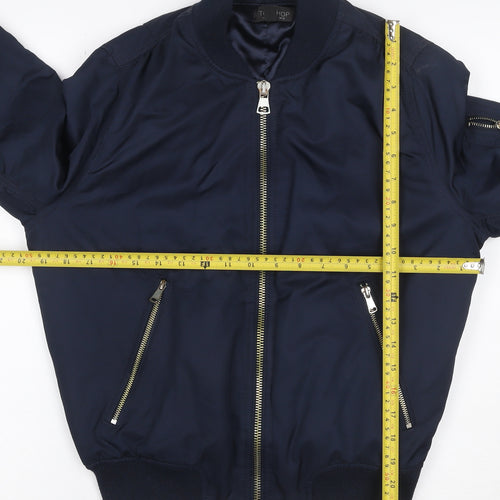 Topshop Women’s Navy UK 10 Bomber Jacket Full Zip Lined Pockets