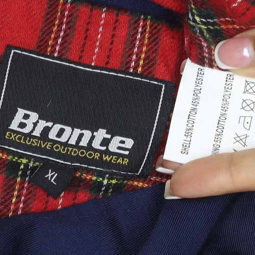 Bronte Mens Blue XL Bomber Jacket Full Zip Tartan Lined