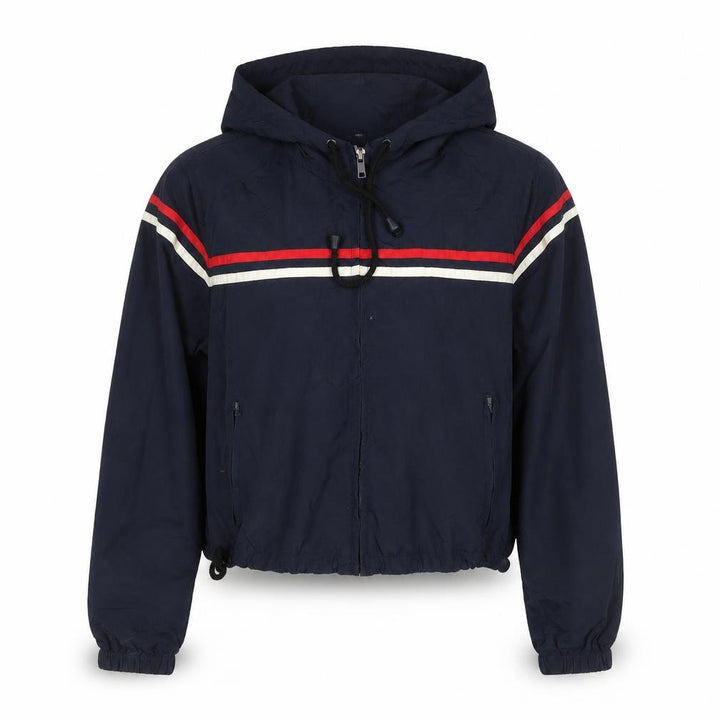 J. Galt Teens Navy S Hooded Cropped Windbreaker Jacket Zip