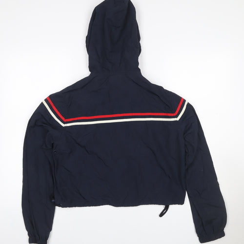 J. Galt Teens Navy S Hooded Cropped Windbreaker Jacket Zip