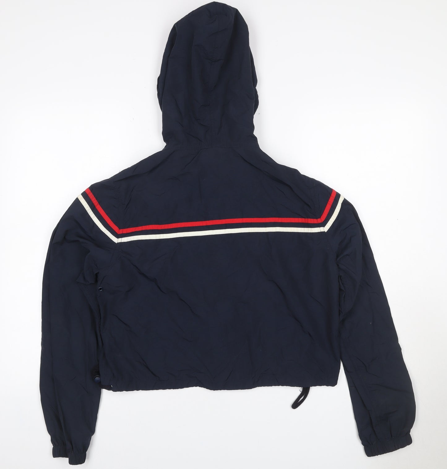 J. Galt Teens Navy S Hooded Cropped Windbreaker Jacket Zip