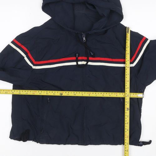 J. Galt Teens Navy S Hooded Cropped Windbreaker Jacket Zip