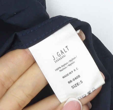 J. Galt Teens Navy S Hooded Cropped Windbreaker Jacket Zip