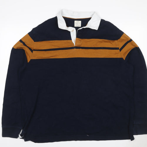 Marks and Spencer Men’s Navy Mustard 3XL Rugby Henley Sweatshirt