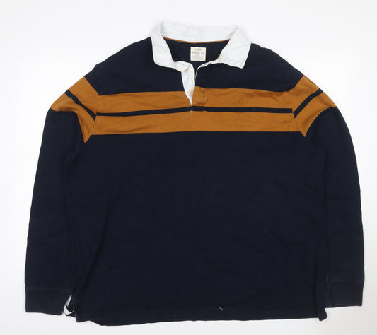 Marks and Spencer Men’s Navy Mustard 3XL Rugby Henley Sweatshirt