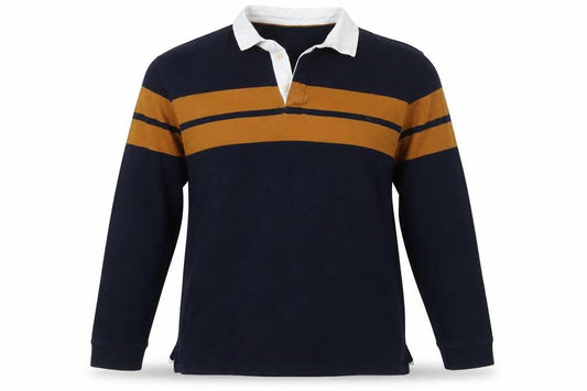 Marks and Spencer Men’s Navy Mustard 3XL Rugby Henley Sweatshirt
