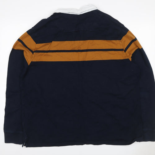 Marks and Spencer Men’s Navy Mustard 3XL Rugby Henley Sweatshirt