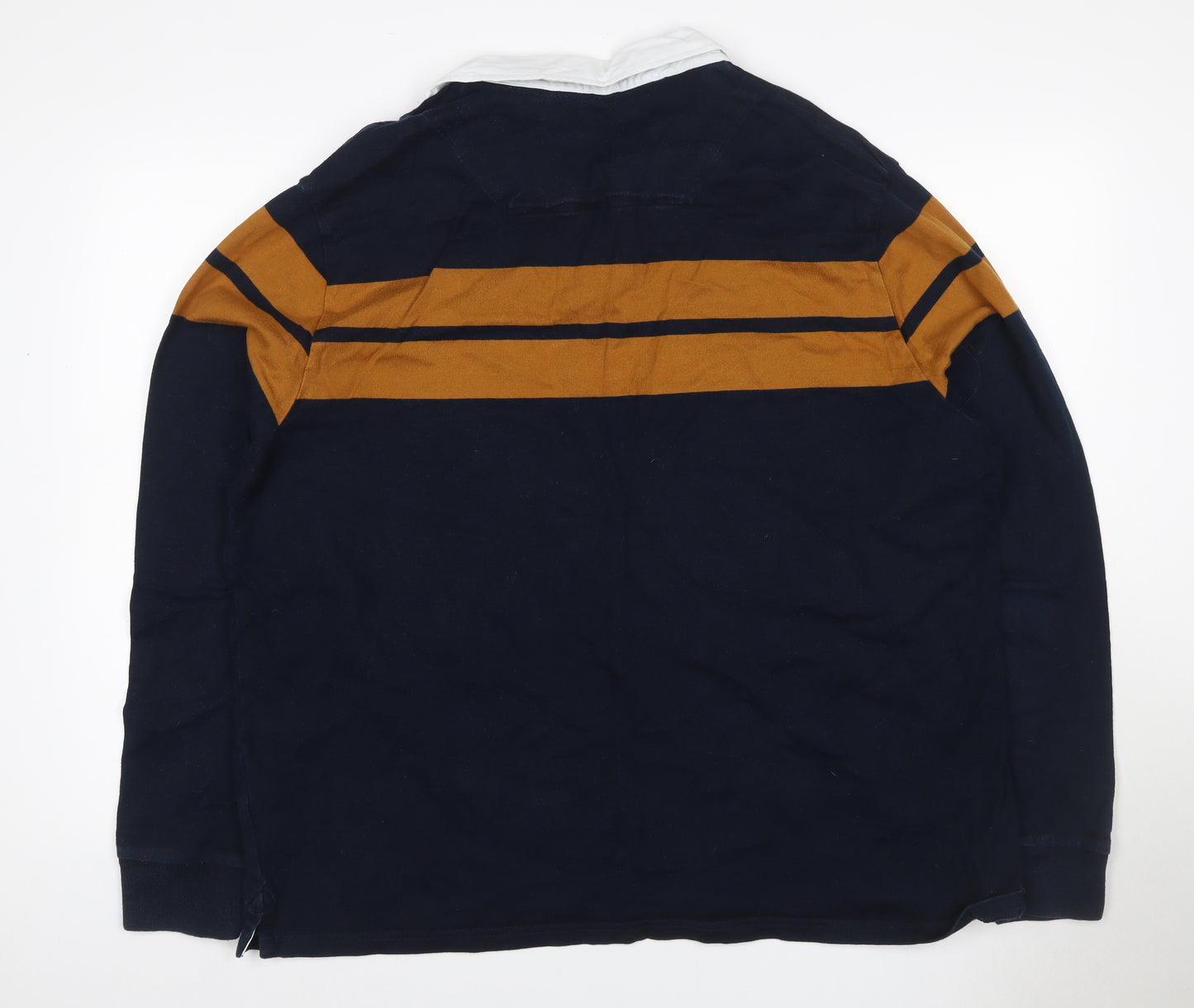 Marks and Spencer Men’s Navy Mustard 3XL Rugby Henley Sweatshirt