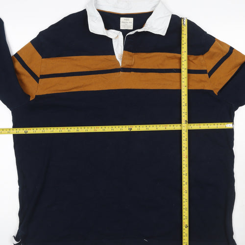 Marks and Spencer Men’s Navy Mustard 3XL Rugby Henley Sweatshirt