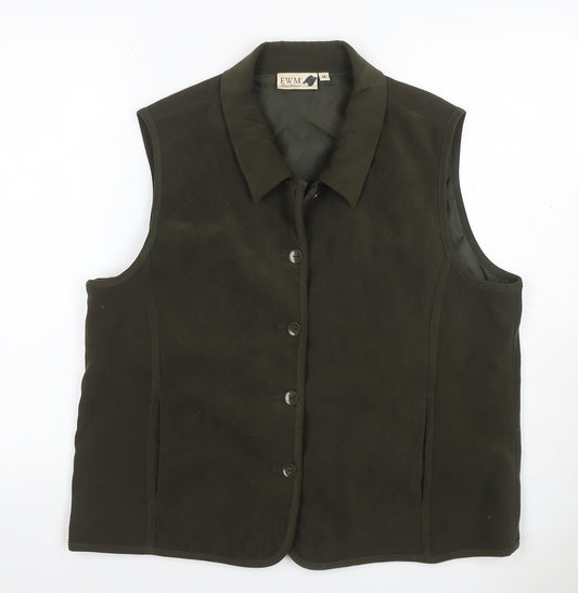 EWM Women’s Black UK 12 Quilted Collared Button Waistcoat