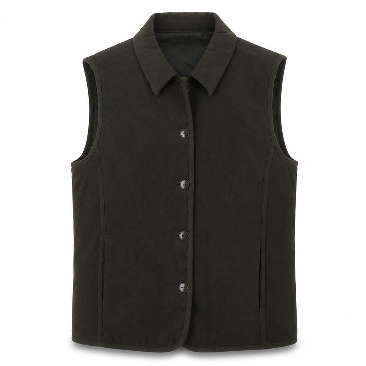 EWM Women’s Black UK 12 Quilted Collared Button Waistcoat