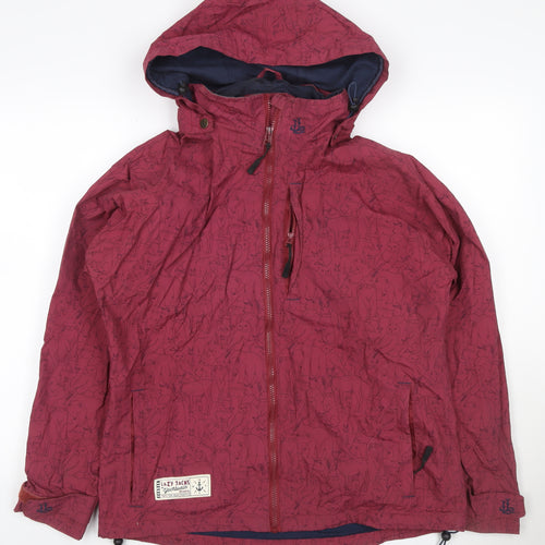 Lazy Jacks Women's Red Animal Print Hooded Rain Jacket Size M