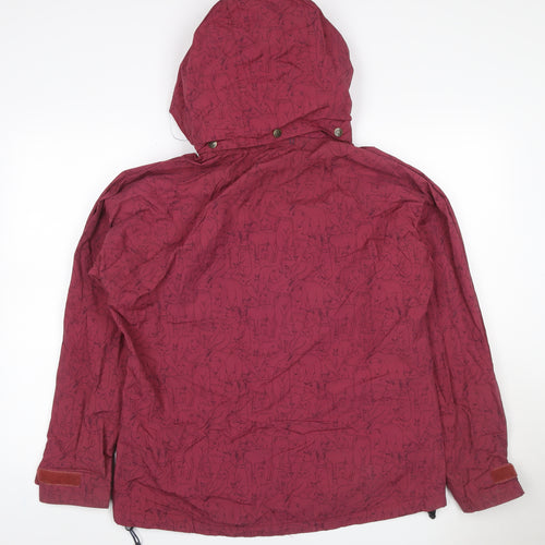 Lazy Jacks Women's Red Animal Print Hooded Rain Jacket Size M