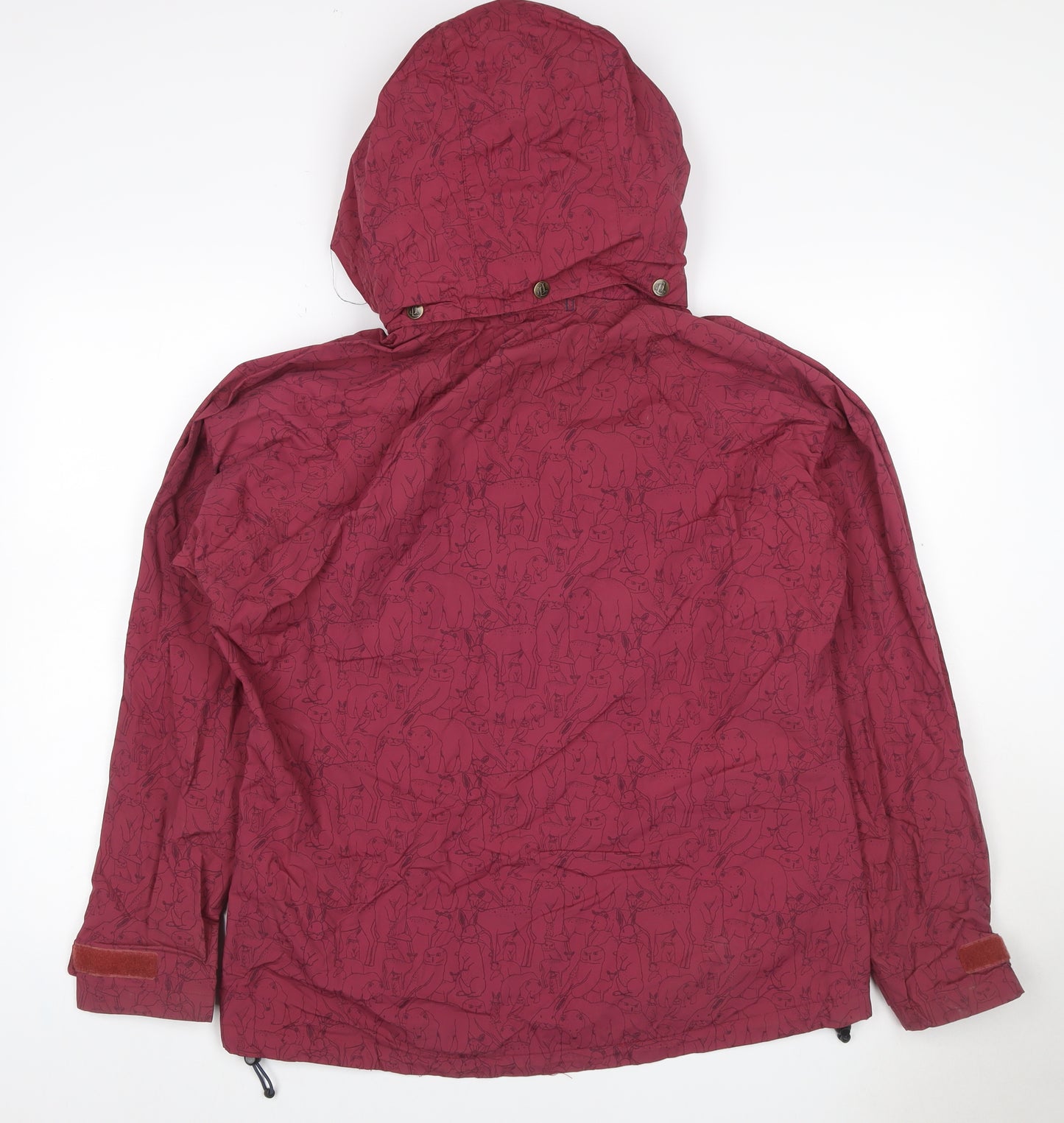 Lazy Jacks Women's Red Animal Print Hooded Rain Jacket Size M