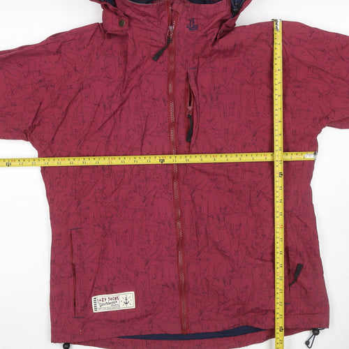 Lazy Jacks Women's Red Animal Print Hooded Rain Jacket Size M