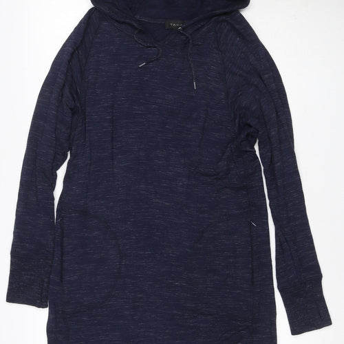 Tahari Women Blue M Pullover Hoodie Drawstring Long Sleeve Pockets
