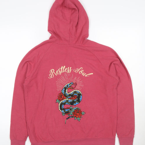 Gypsy Soul Women’s Pink Pullover Hoodie Snake Floral Graphic Drawstring