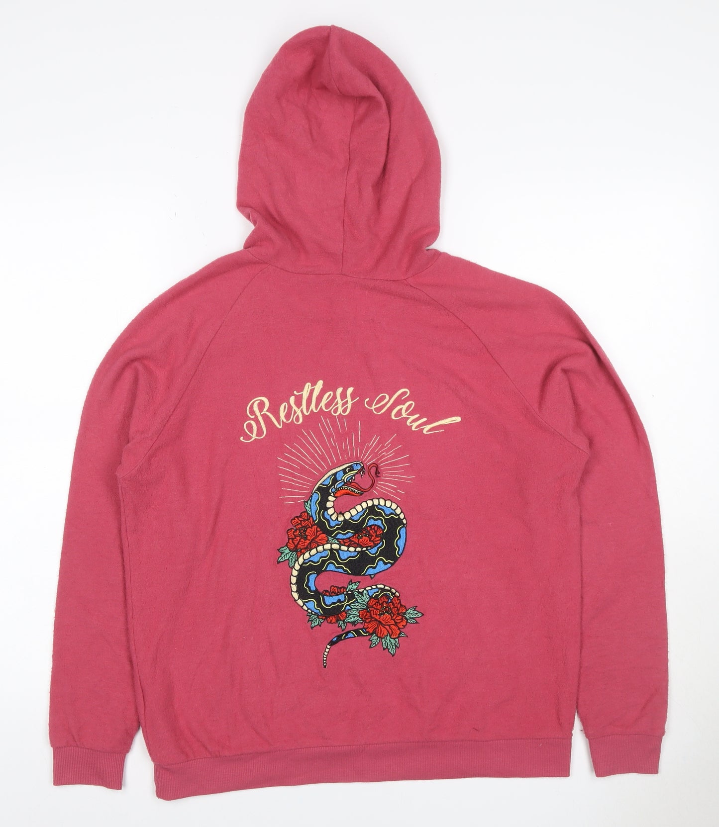 Gypsy Soul Women’s Pink Pullover Hoodie Snake Floral Graphic Drawstring