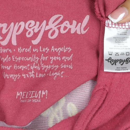 Gypsy Soul Women’s Pink Pullover Hoodie Snake Floral Graphic Drawstring