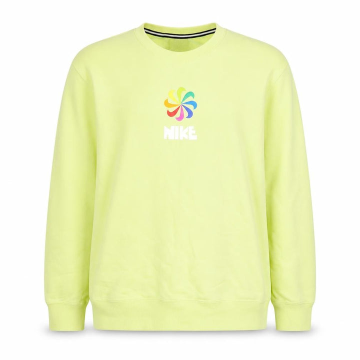 Nike Women Yellow M Pullover Sweatshirt Rainbow Logo Crew Neck