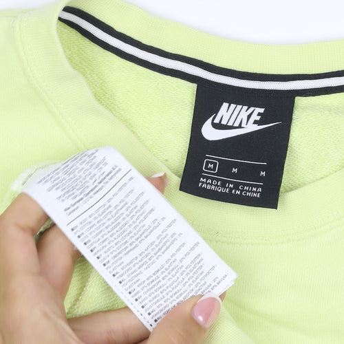 Nike Women Yellow M Pullover Sweatshirt Rainbow Logo Crew Neck