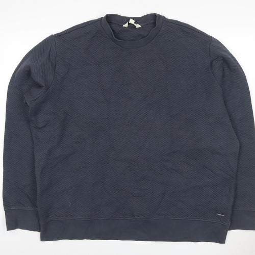 Autograph Men’s Blue 2XL Textured Crew Neck Pullover Sweatshirt Logo