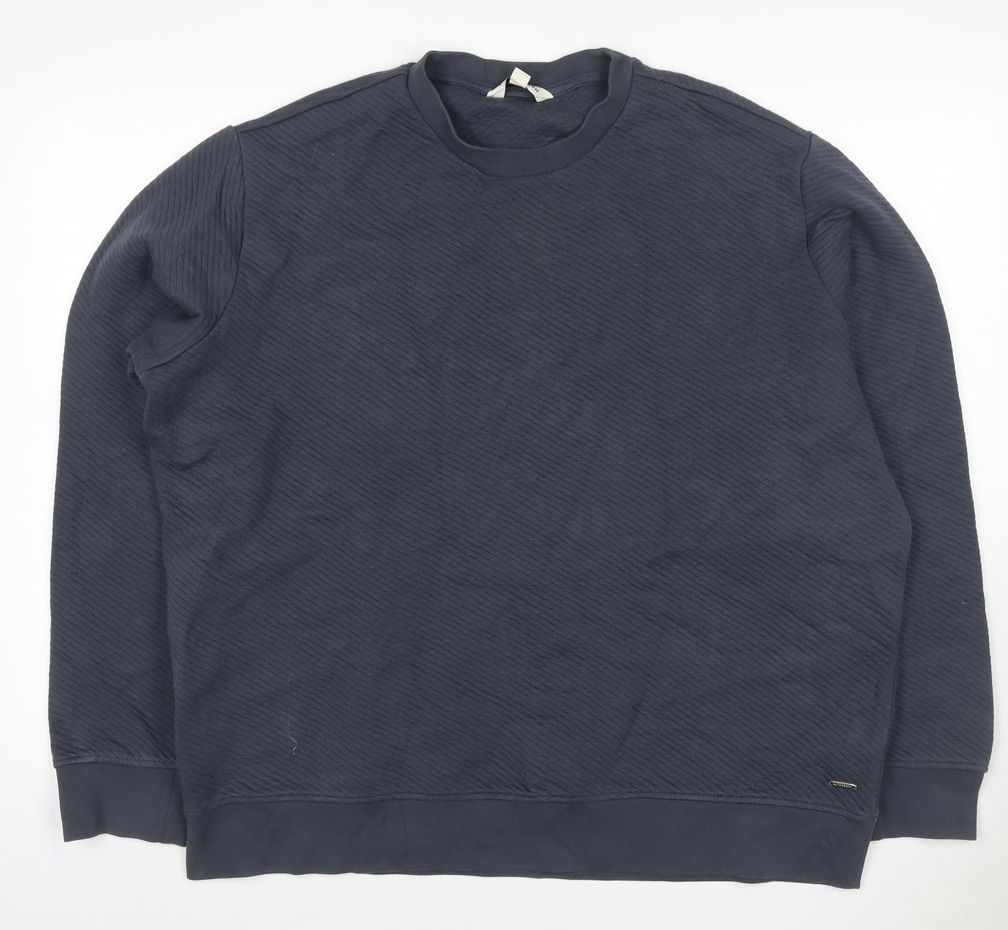 Autograph Men’s Blue 2XL Textured Crew Neck Pullover Sweatshirt Logo