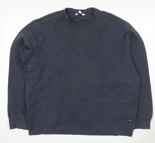 Autograph Men’s Blue 2XL Textured Crew Neck Pullover Sweatshirt Logo