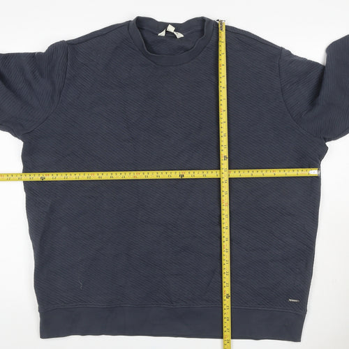 Autograph Men’s Blue 2XL Textured Crew Neck Pullover Sweatshirt Logo
