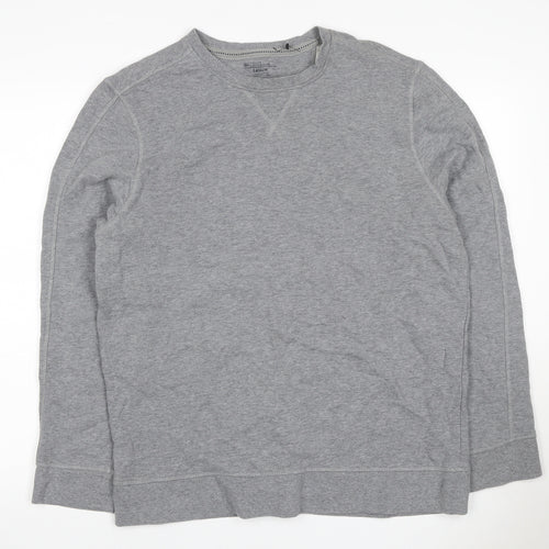 Blue Harbour Men Grey L Crew Neck Pullover Cotton Sweatshirt