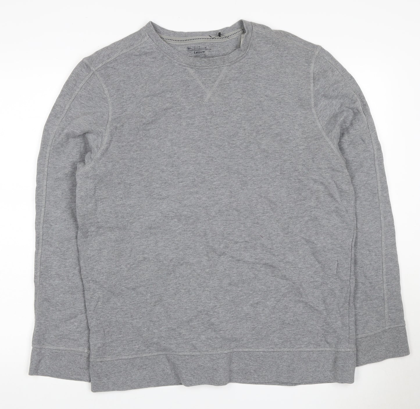 Blue Harbour Men Grey L Crew Neck Pullover Cotton Sweatshirt