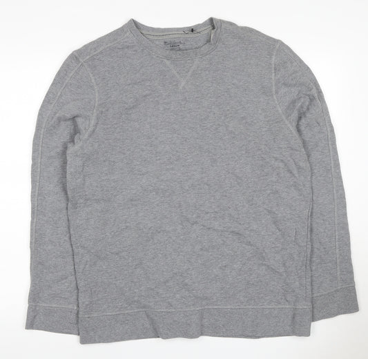 Blue Harbour Men Grey L Crew Neck Pullover Cotton Sweatshirt