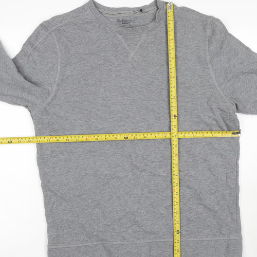 Blue Harbour Men Grey L Crew Neck Pullover Cotton Sweatshirt