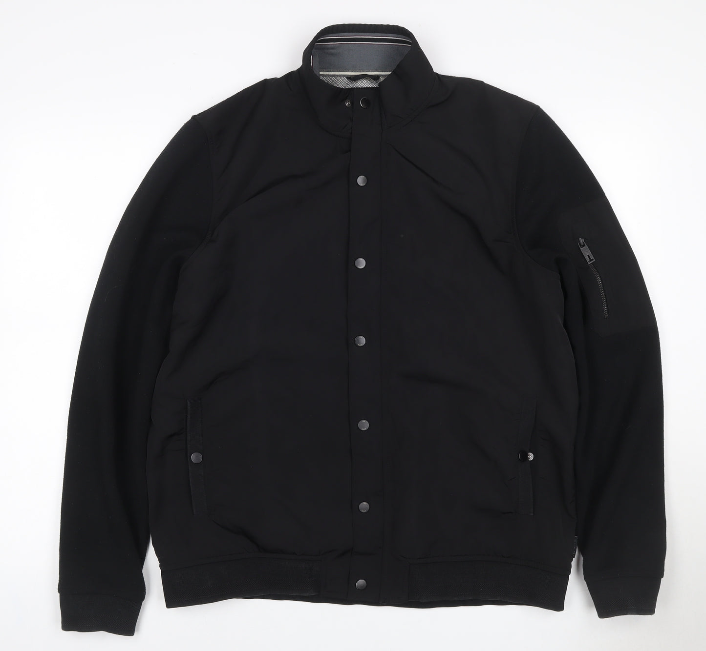 Ted Baker Men’s Black XL Bomber Jacket Stand Collar Pockets